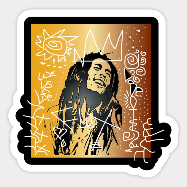 King Sun Marley Bob Art Rasta Sticker by Odd Hourz Creative